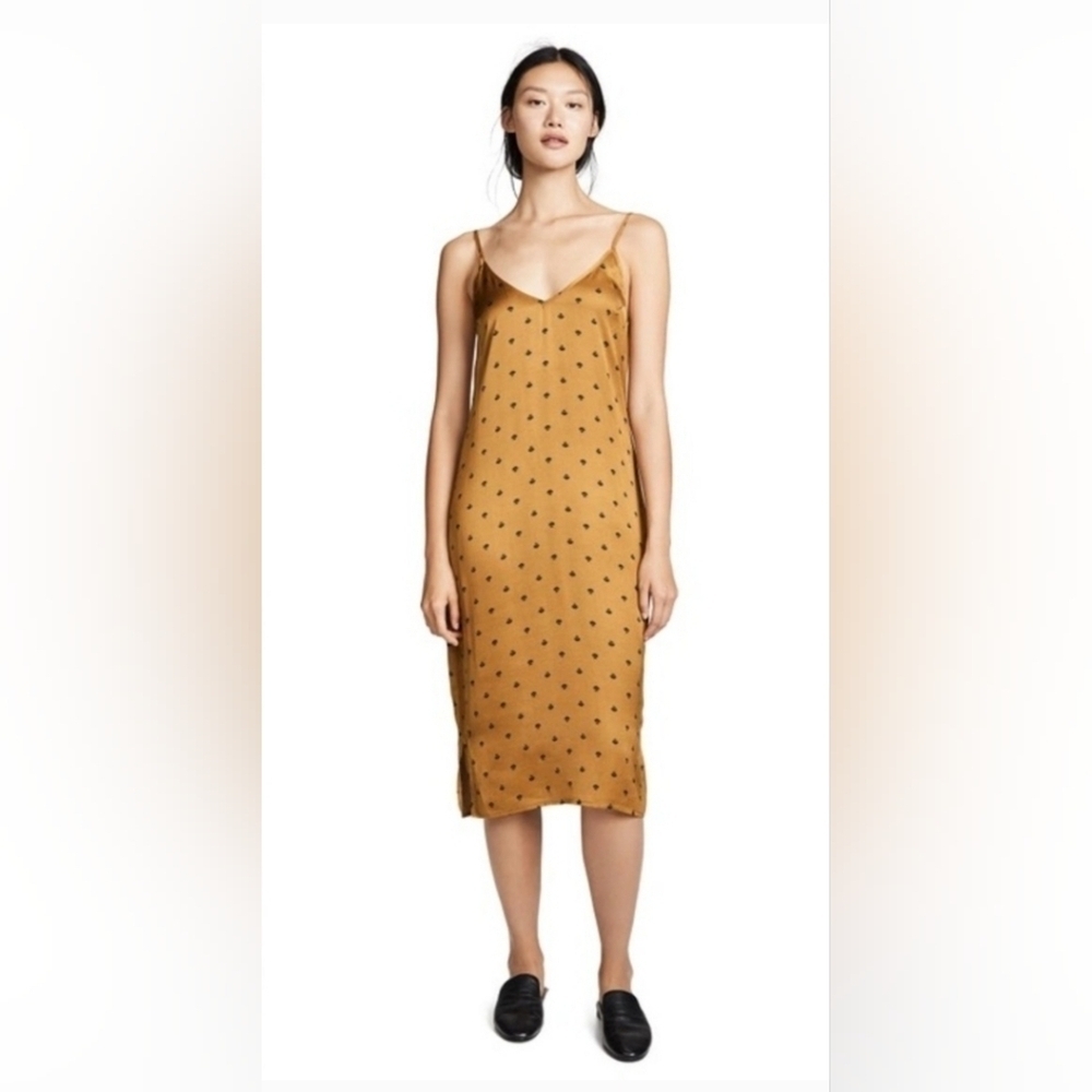 KNOTSISTERS Gold Satin Bee Motif Dress